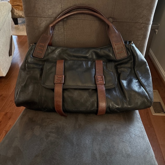 Cynthia Rowley Large Black/ Brown Leather Hobo Style Shoulder Handbag - Picture 1 of 8